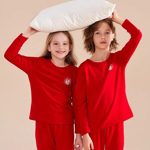 【24年反季特价清仓】龙之涵 亲子款“福运绵绵”蚕丝羊毛保暖内衣套装  新年年衣 A类标准 100-185码家庭亲子装 商品图7