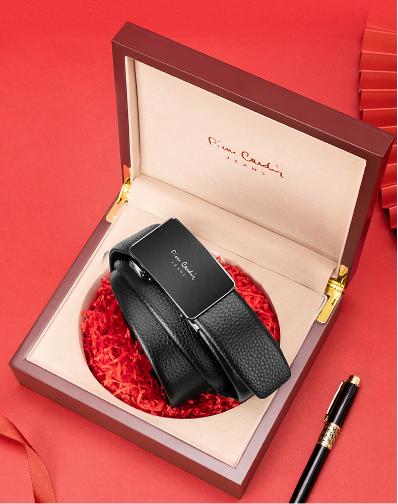 【实木礼盒包装】皮尔卡丹牛皮皮带自动扣男士腰带高档木礼盒送礼 商品图0