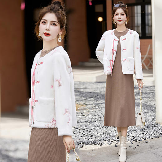 冬季新款，新中式盘扣时尚皮毛一体外套HR-XXM90 商品图2