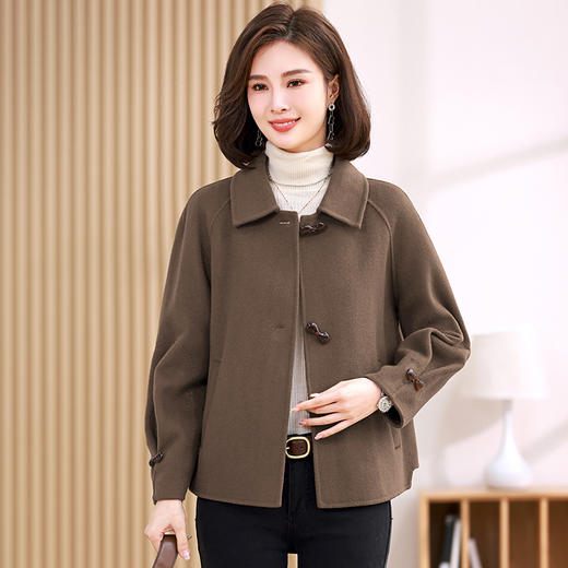 时尚简洁，民族风双面呢短款大纽扣外套HR-YIZX8595 商品图3