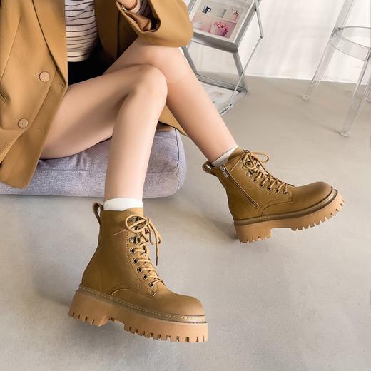 ZHR英伦马丁靴女2024年春季新款潮酷复古休闲甜酷加绒厚底工装靴 商品图5