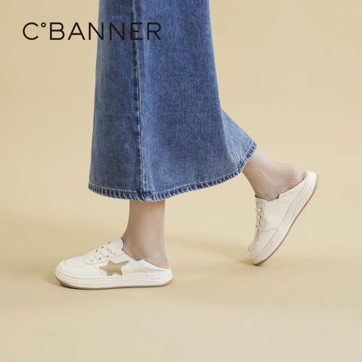 千百度复古板鞋女鞋春季两穿小白鞋百搭时尚休闲运动鞋A24113686 商品图0