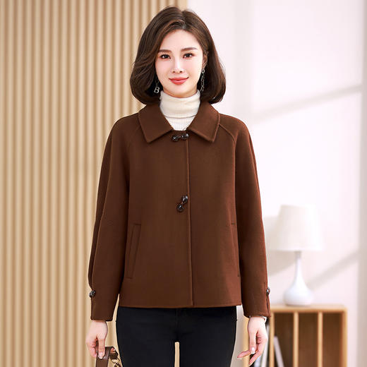 时尚简洁，民族风双面呢短款大纽扣外套HR-YIZX8595 商品图2