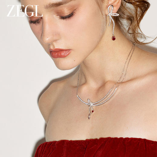 ZEGL设计师新年系列蝴蝶结爱心项链女新款2024爆款春夏锁骨链配饰 商品图4