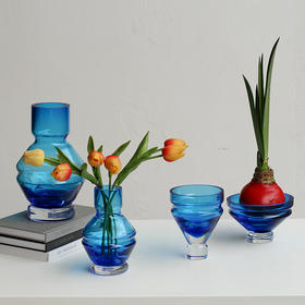 轻奢创意迷你几何加厚玻璃花瓶鲜花干花客厅餐桌酒店软装家居摆件