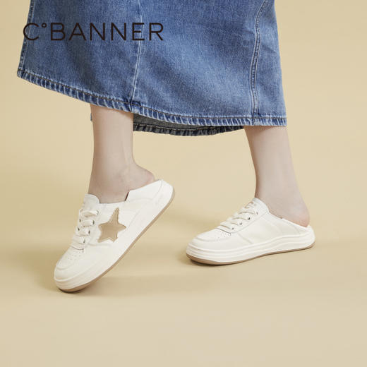 千百度复古板鞋女鞋春季两穿小白鞋百搭时尚休闲运动鞋A24113686 商品图2