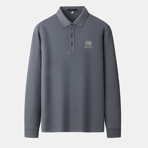 【含桑蚕丝】圣得西秋款男士翻领字母logo印花长袖polo衫2352945658 商品图1