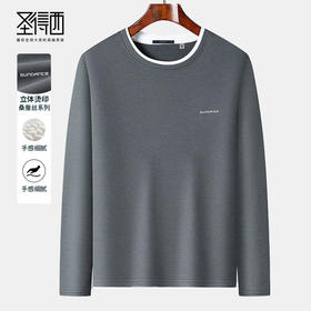 【含桑蚕丝】圣得西冬款男士圆领logo字母印花长袖卫衣2362978030