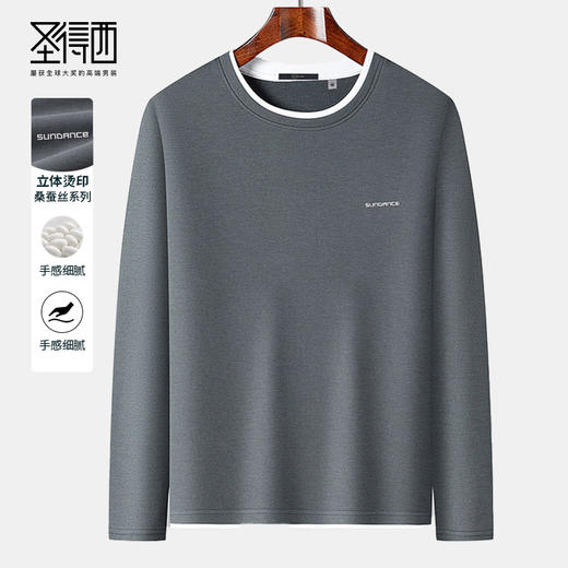 【含桑蚕丝】圣得西冬款男士圆领logo字母印花长袖卫衣2362978030 商品图0