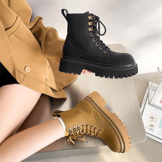 ZHR英伦马丁靴女2024年春季新款潮酷复古休闲甜酷加绒厚底工装靴 商品图8