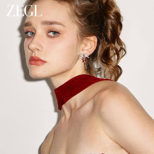 ZEGL设计师新年系列龙年红色蝴蝶结耳环女2024过新年喜庆耳钉耳饰 商品图2