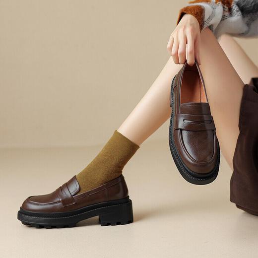 牛皮乐福鞋平底一脚蹬，休闲百搭英伦风小皮鞋NJMK&K779 商品图2