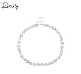 1F【Riotlily】艾特里里项链天然珍珠短链灰色颈链