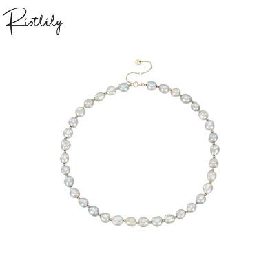 1F【Riotlily】艾特里里项链天然珍珠短链灰色颈链 商品图0