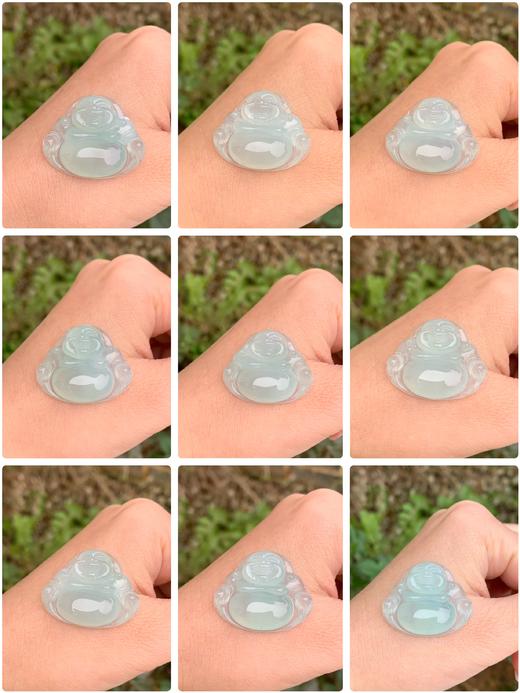 【直播大场福利】货头 冰种翡翠起胶超纯净蓝底佛公 底色纯净  笑口常开随机发货 附证书 商品图3