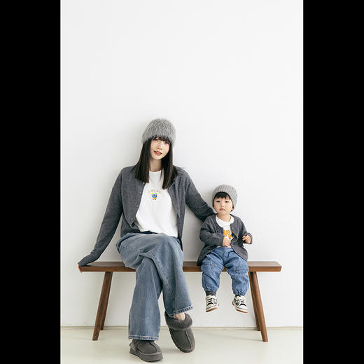 UMILAB【小团圆】亲子系列100%羊毛软糯舒适春节焕新红开衫BM765H 商品图1