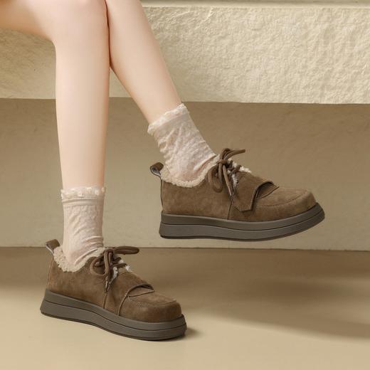 ZHR休闲鞋女2024春季新款洋气休闲百搭加绒加厚软萌魔术贴保暖棉鞋 商品图5