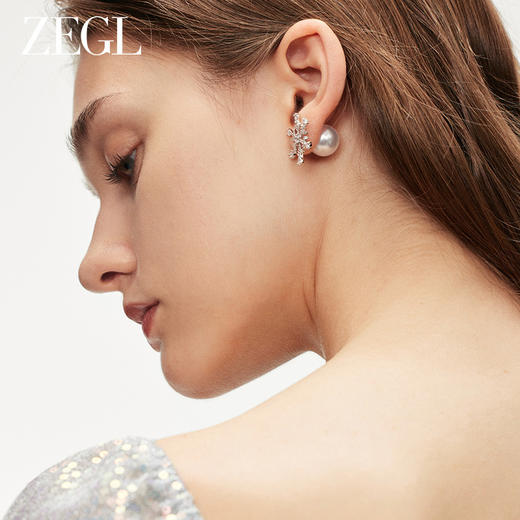 ZEGL法式雪花人造珍珠耳环女2023新款爆款秋冬高级感耳钉银针耳饰 商品图6