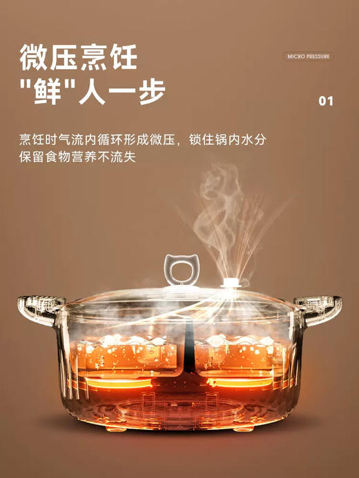 摩动鸳鸯电火锅家用微压小电锅6L大容量多功能一体电炒锅蒸电煮锅 商品图4