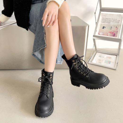 ZHR英伦马丁靴女2024年春季新款潮酷复古休闲甜酷加绒厚底工装靴 商品图2