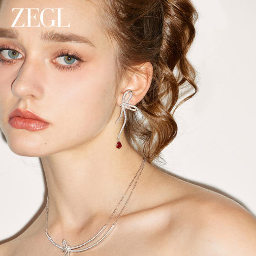 ZEGL设计师新年系列流苏蝴蝶结耳环女长款新年喜庆耳钉春夏耳饰品 商品图6