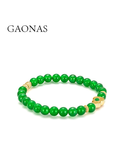 GAONAS 925银合成锆石手链 葫芦花生绿珠手串10294SG 商品图1