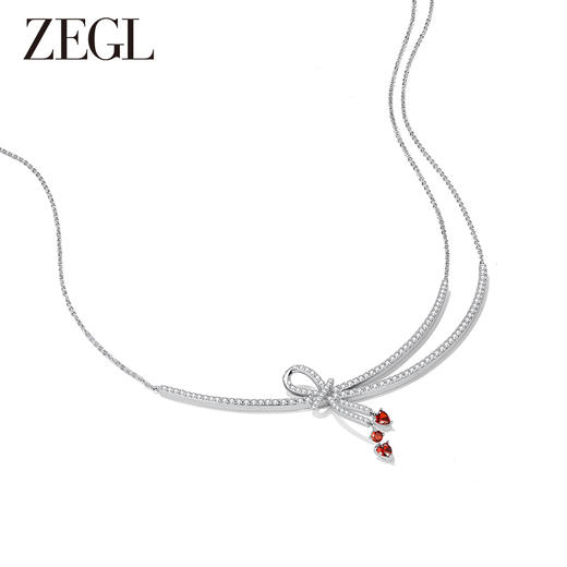ZEGL设计师新年系列蝴蝶结爱心项链女新款2024爆款春夏锁骨链配饰 商品图1