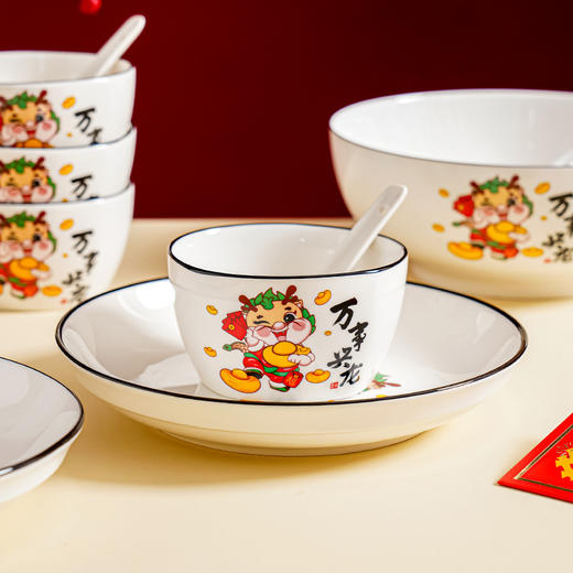 【好运将至❗️新中式蛇年餐具套装】新年开运，动动筷子，好运齐聚❗️开门红陶瓷简约手工描金碗勺礼盒套装组合伴手礼，新年礼盒年货礼盒 商品图3