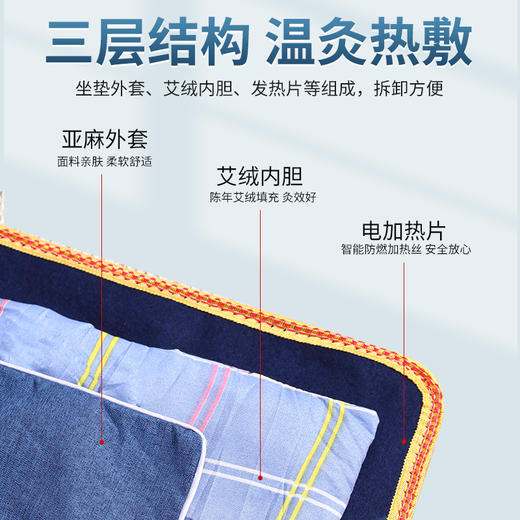 电加热款碎花艾绒坐垫 办公室沙发电脑椅艾草艾灸垫 商品图2