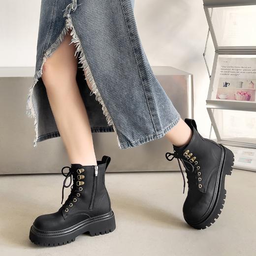 ZHR英伦马丁靴女2024年春季新款潮酷复古休闲甜酷加绒厚底工装靴 商品图1