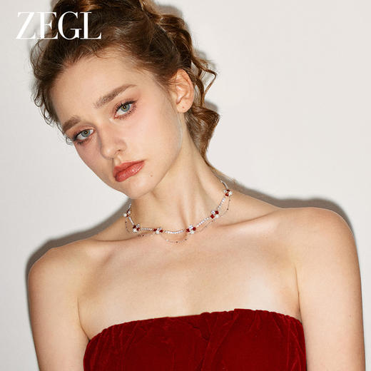ZEGL设计师新年系列红色流苏项链女轻奢小众高级感choker锁骨颈链 商品图6
