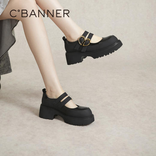 千百度厚底玛丽珍鞋女春季增高小香风晚晚鞋法式气质单鞋A24131505 商品图2