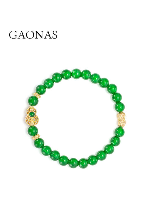 GAONAS 925银合成锆石手链 葫芦花生绿珠手串10294SG 商品图0