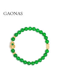 GAONAS 925银合成锆石手链 葫芦花生绿珠手串10294SG