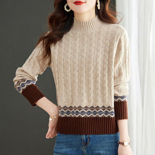 秋冬新款，红色半高领毛衣女加厚内搭打底衫2024本命年龙年衣服CC-MY-1062 商品图3