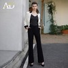 时尚通勤职业装套装女气质戗驳领撞色一粒扣西服外套洋气阔腿裤 商品缩略图1