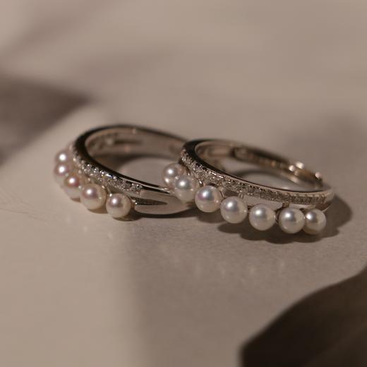 甄珠贝 双层排戒 ji品淡水mini珠 3-3.5mm 纯银精工 开口可调节戒圈 商品图3