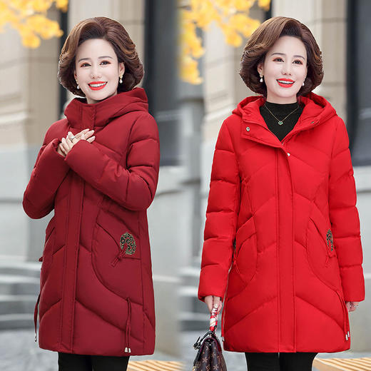 【妈妈冬装加棉加厚棉服外套】中老年女装棉衣中长款羽绒棉服 送父母长辈 商品图1