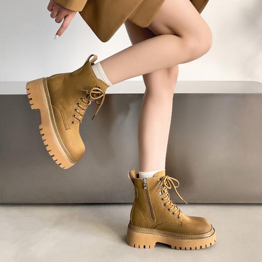 ZHR英伦马丁靴女2024年春季新款潮酷复古休闲甜酷加绒厚底工装靴 商品图6