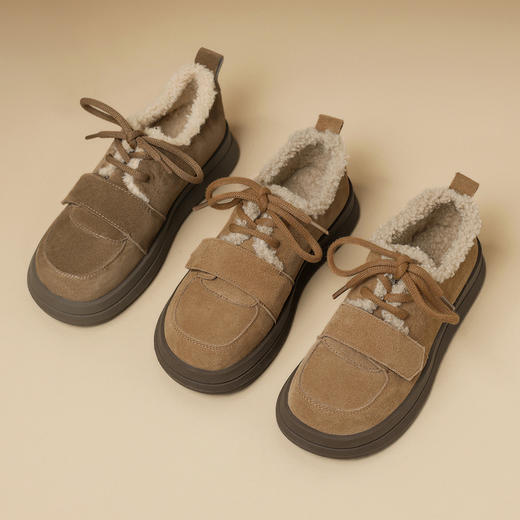 ZHR休闲鞋女2024春季新款洋气休闲百搭加绒加厚软萌魔术贴保暖棉鞋 商品图8