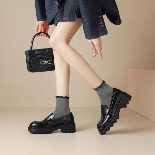 牛皮乐福鞋平底一脚蹬，休闲百搭英伦风小皮鞋NJMK&K779 商品图3