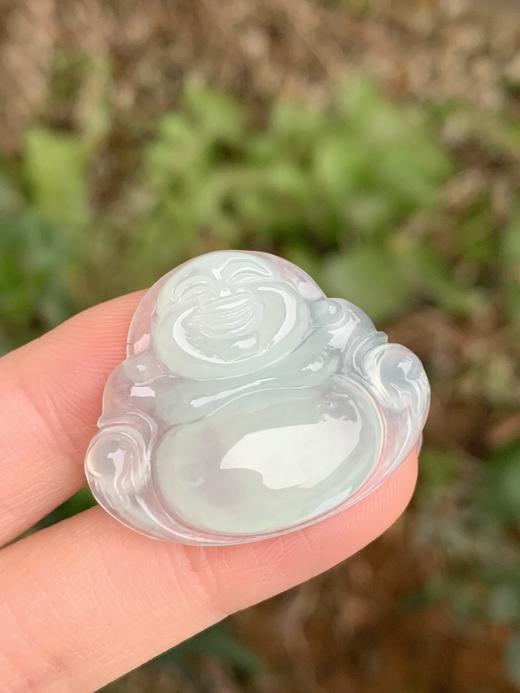 【直播大场福利】货头 冰种翡翠起胶超纯净蓝底佛公 底色纯净  笑口常开随机发货 附证书 商品图5