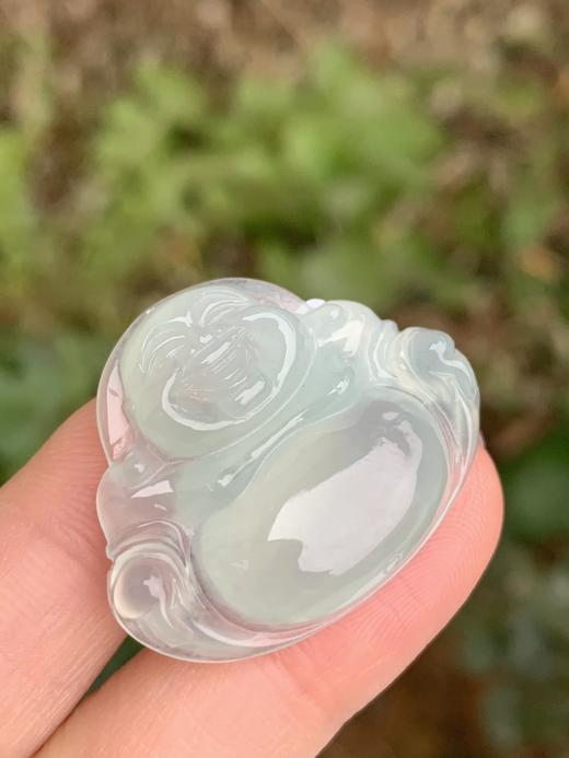 【直播大场福利】货头 冰种翡翠起胶超纯净蓝底佛公 底色纯净  笑口常开随机发货 附证书 商品图2