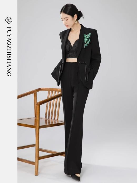 FUYAO扶摇 气质新中式国风套装女2024新款盘扣外套阔腿裤西服工装 商品图4