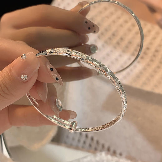 KADER卡蒂罗 满天星空手镯 S999纯银轻奢时尚小众设计开口可调节实心首饰 许愿星光璀璨配饰手镯 女款 礼物 商品图0