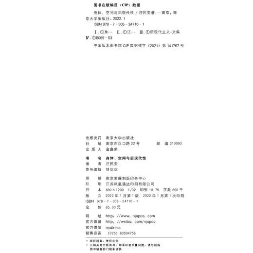 守望者·镜与灯：身体、空间与后现代性 汪民安 著 商品图7