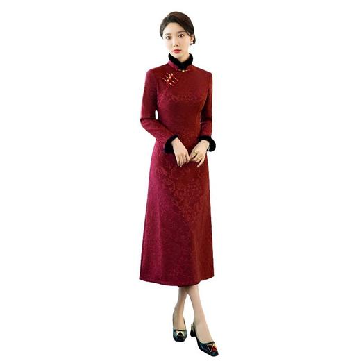 SYG-766新款旗袍冬款加厚水貂绒长款时尚显瘦复古高档连衣裙 商品图4