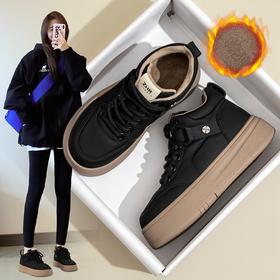 ZHR棉鞋女2024春季新款韩版潮流百搭加绒加厚轻潮高帮保暖休闲鞋