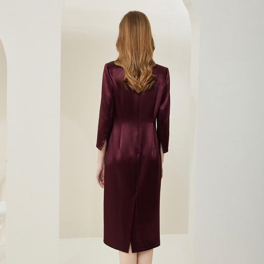 NA814斯尔丽[商场同款]春季新款醋酸烫钻蝴蝶花收腰显瘦圆领长袖连衣裙 商品图1