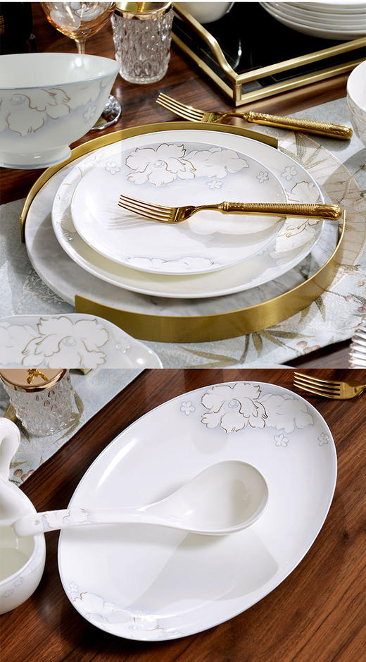 凡瑞斯玉落芳菲40头10人用骨瓷餐具 商品图3